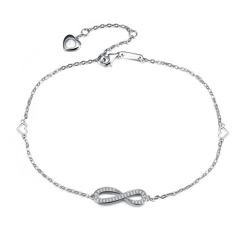 Fashion 925 Sterling Silver Cubic Zirconia Infinity Bracelet Endless Love Symbol charm bracelet