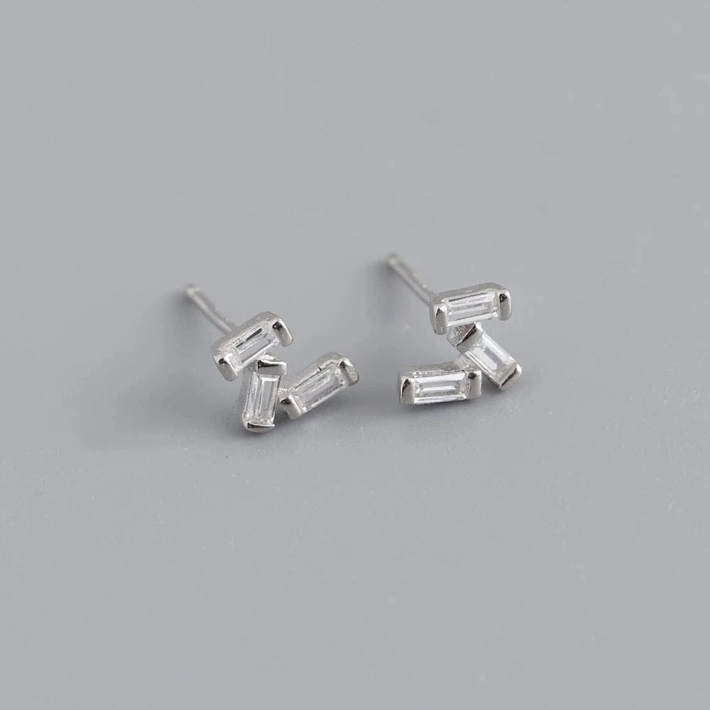 fashion 925 sterling silver minimalist rectangle shape green rainbow stud earring jewelry 18K gold plated for women jewelry