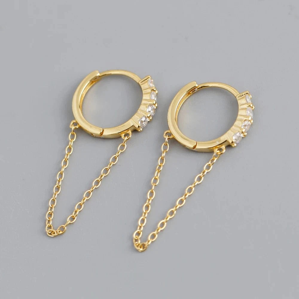 fashion 925 sterling silver tassel round black green stone hoop earrings for women gold plated silver jewelry