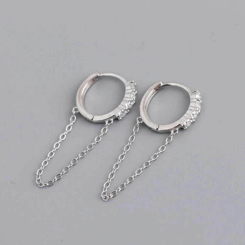 fashion 925 sterling silver tassel round black green stone hoop earrings for women gold plated silver jewelry