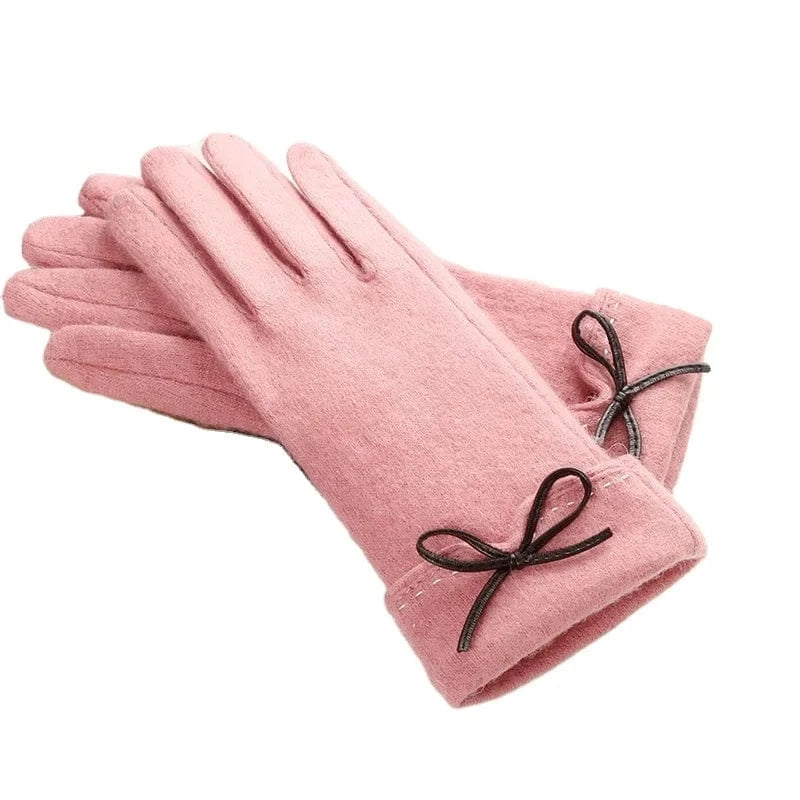 Fashion autumn women touch screen riding wool gloves for winter