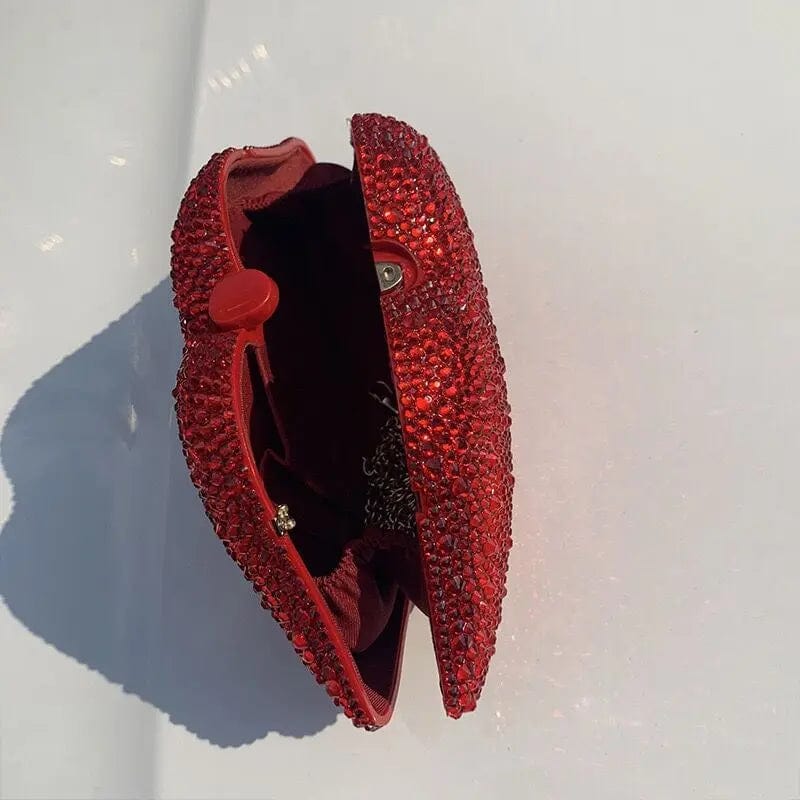 Fashion Bling Lip Shape Cosmetic Rhinestones Purses Crystal Diamond Beaded Acrylic Clutch Bridal Handbags Evening Party Bags