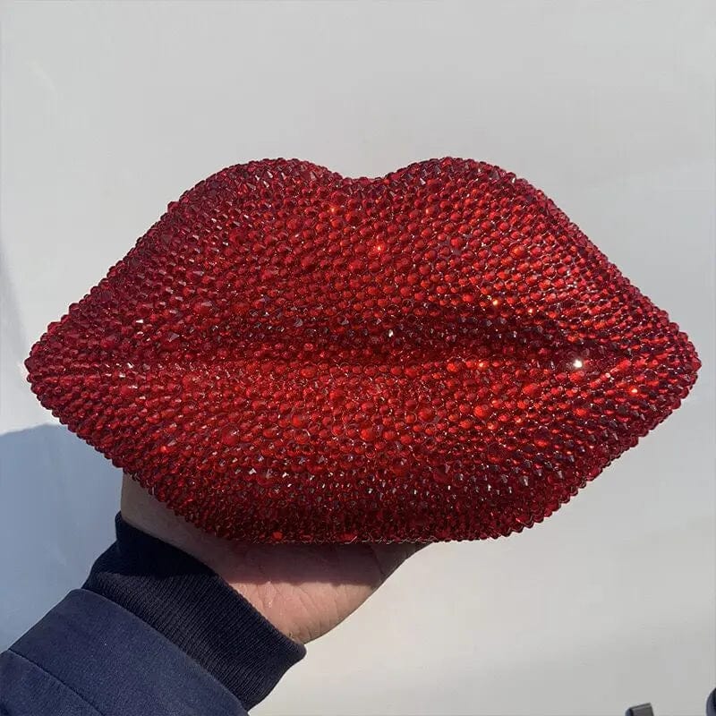 Fashion Bling Lip Shape Cosmetic Rhinestones Purses Crystal Diamond Beaded Acrylic Clutch Bridal Handbags Evening Party Bags