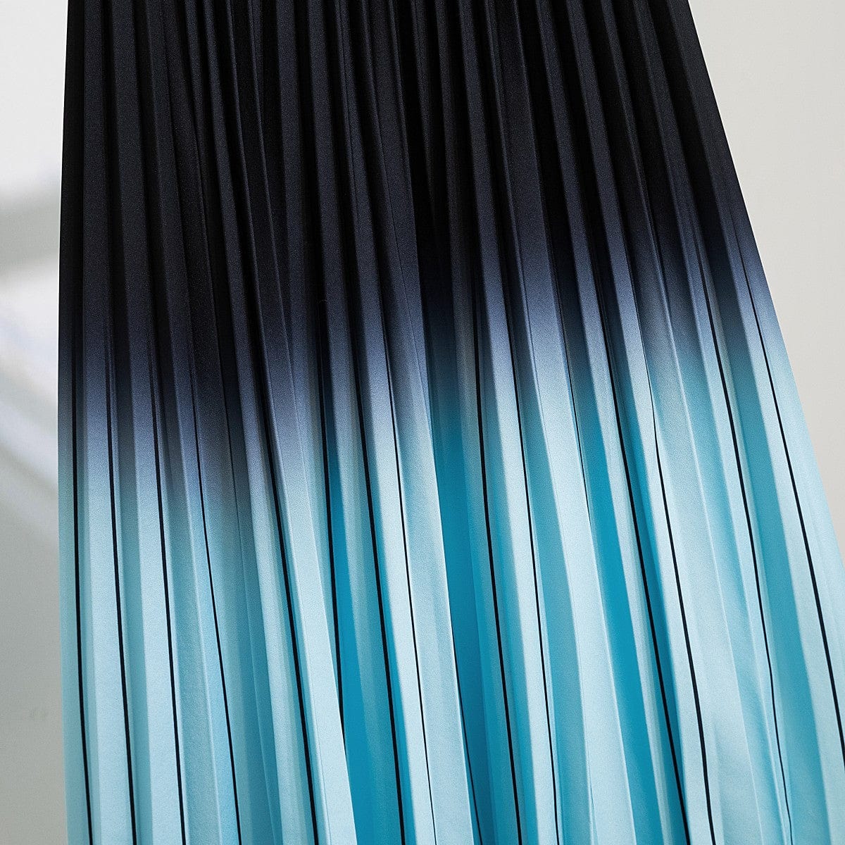 Fashion Brand Print Pleated Skirts Women High Waist Stretch Gradient Long Midi Skirt Female A-Line Party Faldas Summer Skirt