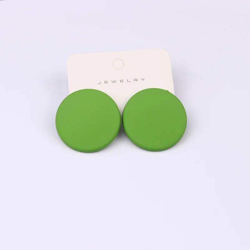Fashion / C6 New 20 Macaron Color Round Spray Paint Earrings Simple Fashion Acrylic Personality Candy Color Earrings for Women