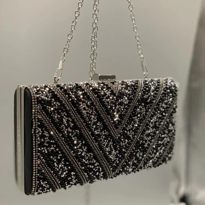 fashion chains unique sequin diamond clutch bag wholesale designer square clutch evening purse