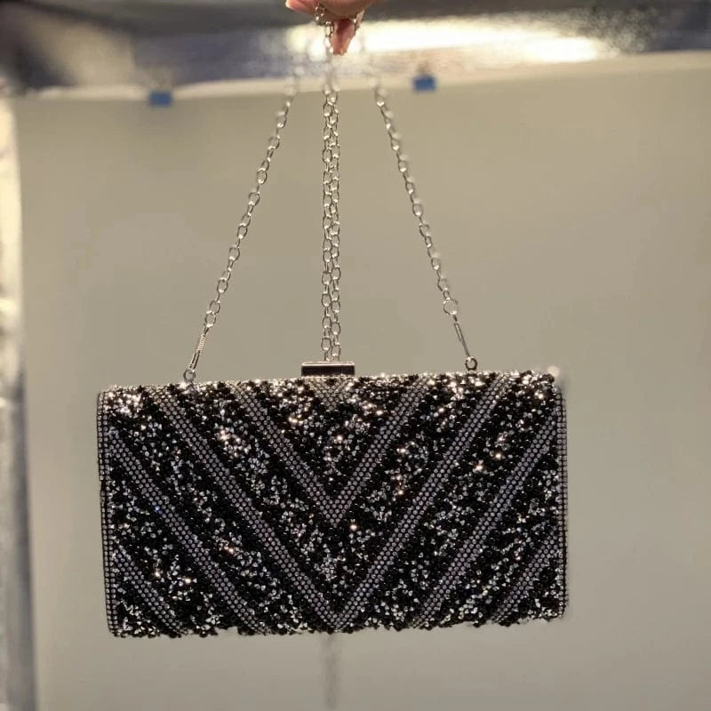 fashion chains unique sequin diamond clutch bag wholesale designer square clutch evening purse