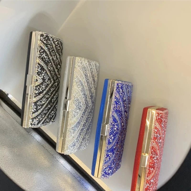 fashion chains unique sequin diamond clutch bag wholesale designer square clutch evening purse