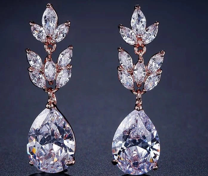 Fashion Classic Water Drop Horse Eye Zircon Luxury Earrings Women's Exquisite Temperament Bridal Earrings Accessories