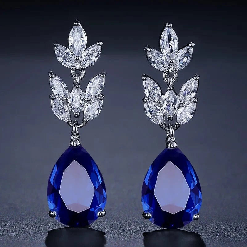 Fashion Classic Water Drop Horse Eye Zircon Luxury Earrings Women's Exquisite Temperament Bridal Earrings Accessories