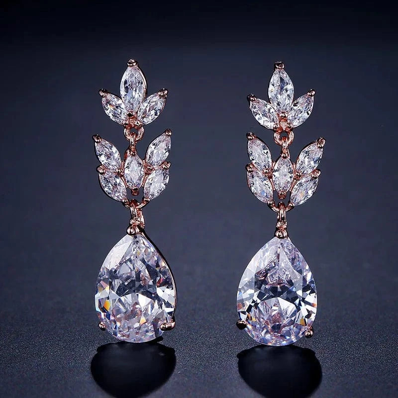 Fashion Classic Water Drop Horse Eye Zircon Luxury Earrings Women's Exquisite Temperament Bridal Earrings Accessories