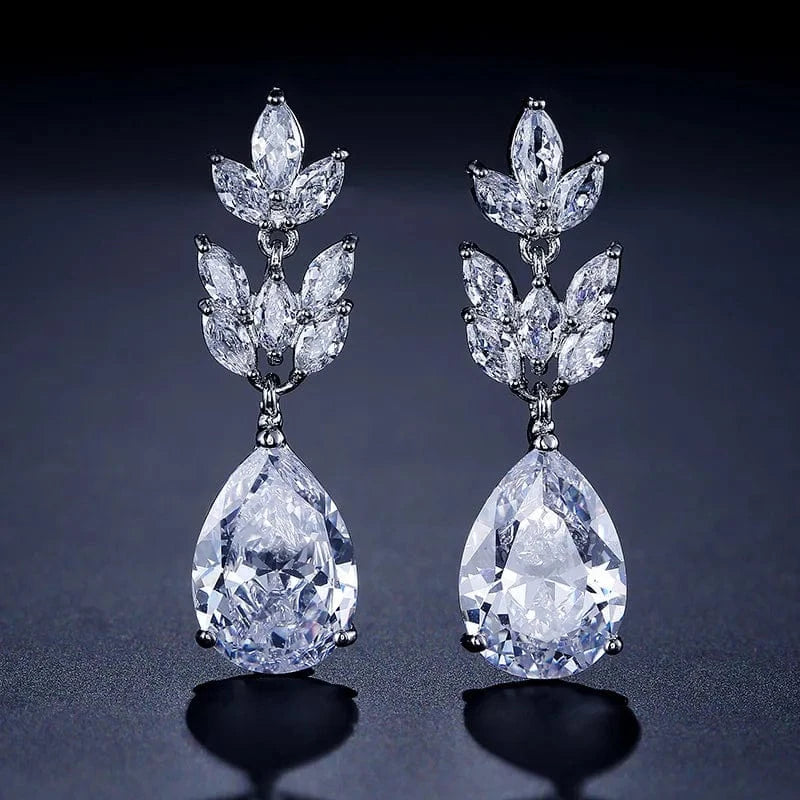 Fashion Classic Water Drop Horse Eye Zircon Luxury Earrings Women's Exquisite Temperament Bridal Earrings Accessories
