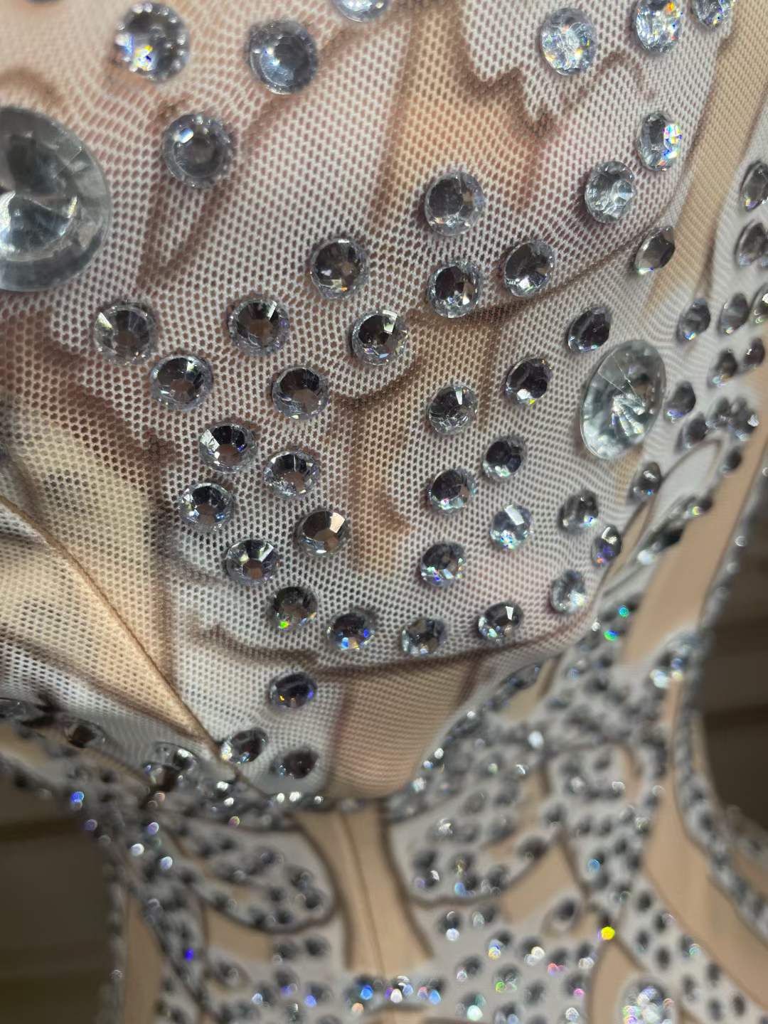 Fashion Clothes Bodycon Long Sleeve Prom Dresses 2022 Evening Gowns Sexy Rhinestone Printed Mesh See Through Secy Dress Party