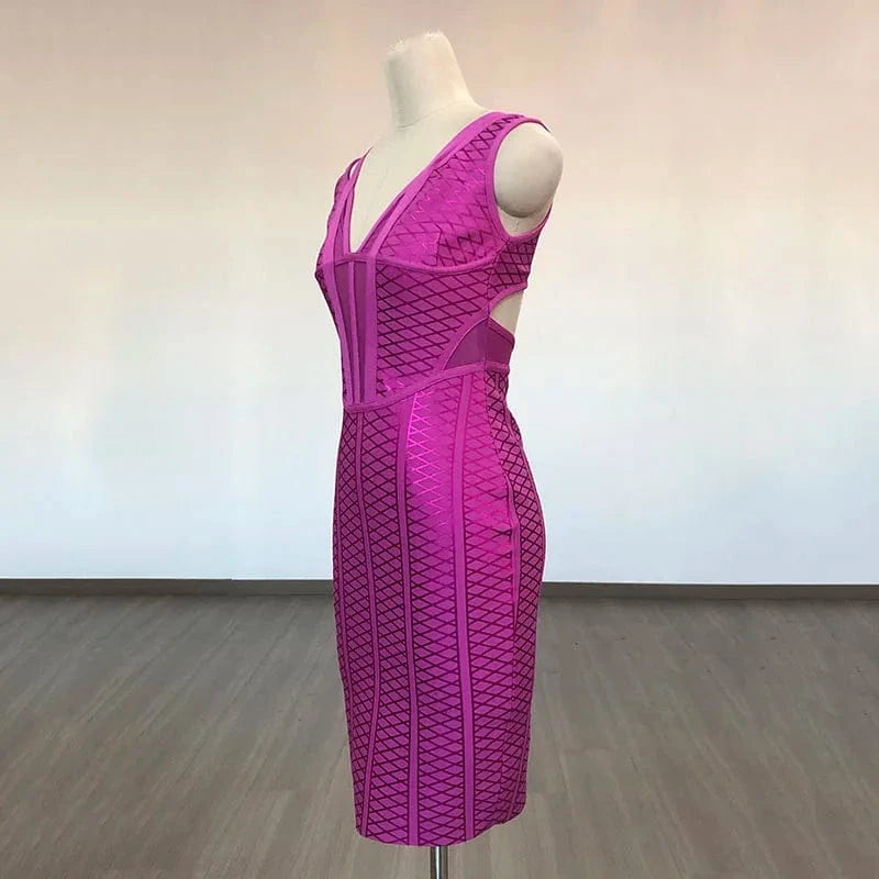 Fashion Clothes Women's Elegant Bodycon Sleeveless Hollow Out Bandage Party Evening Dresses