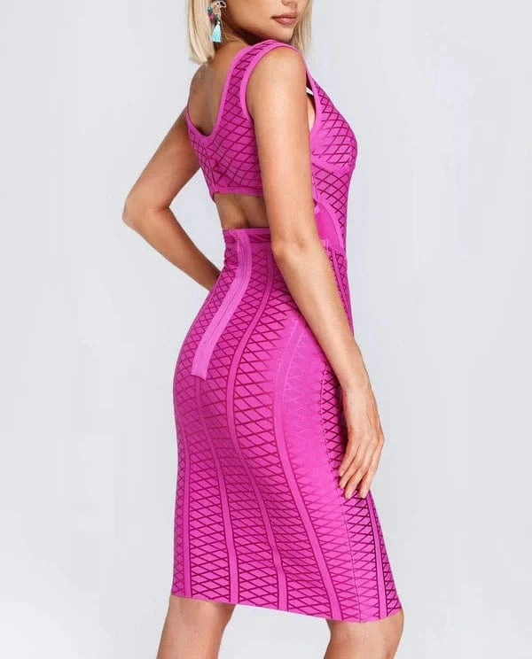 Fashion Clothes Women's Elegant Bodycon Sleeveless Hollow Out Bandage Party Evening Dresses