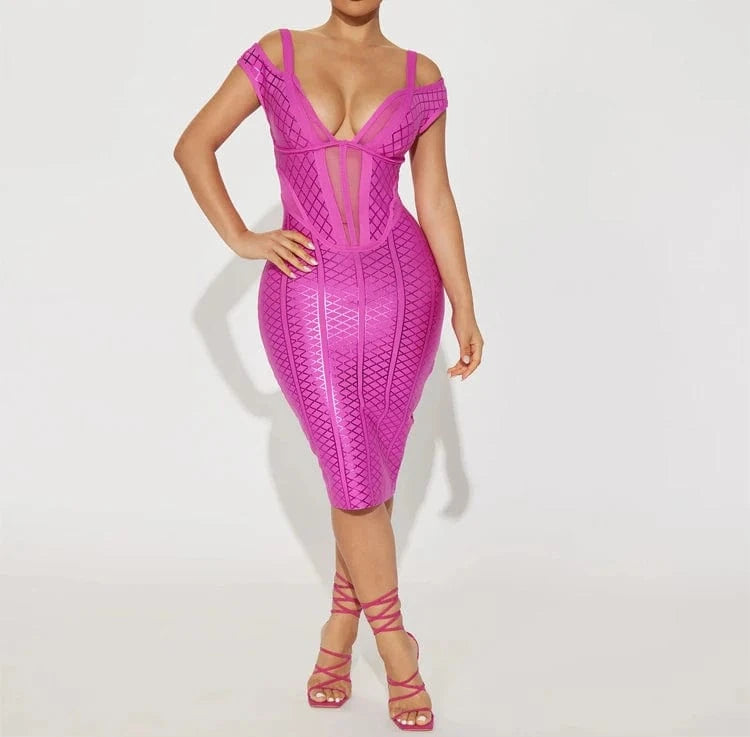 Fashion Clothes Women's Elegant Bodycon Sleeveless Hollow Out Bandage Party Evening Dresses