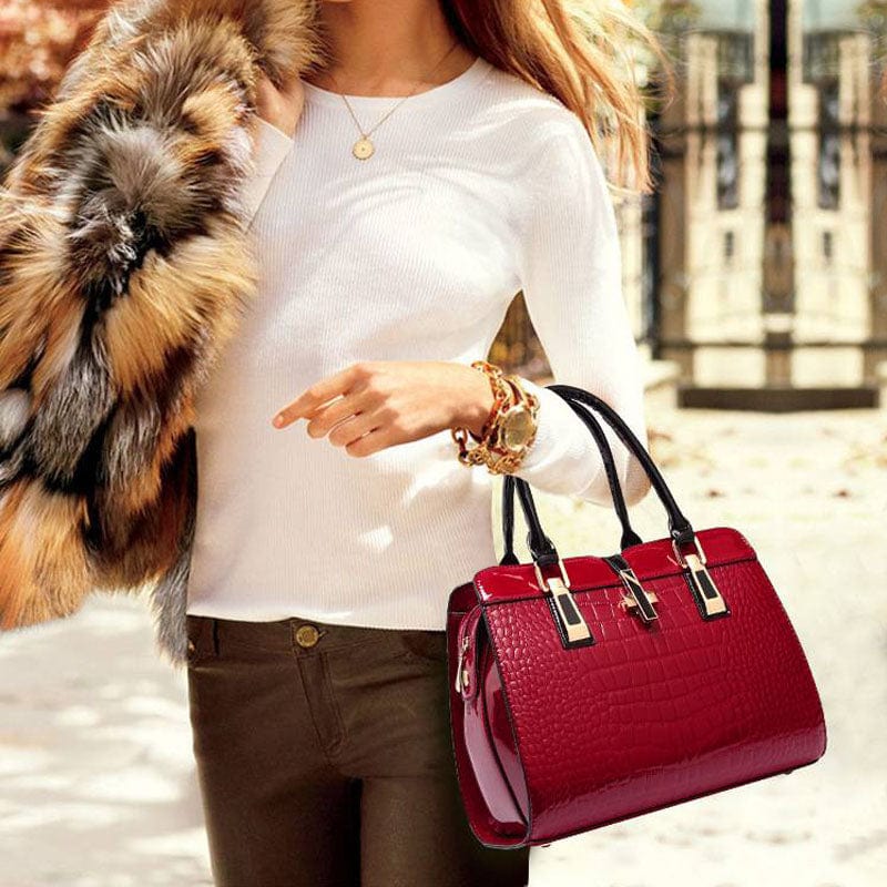 Fashion crocodile ladies shoulder bags vintage PU purse Korea hand bag women leather handbags