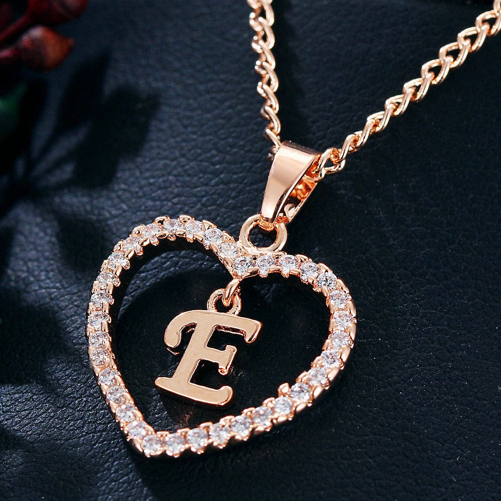 Fashion Custom Heart Initial Rhinestones Letter Name Choker Necklace For Women Pendant Jewelry