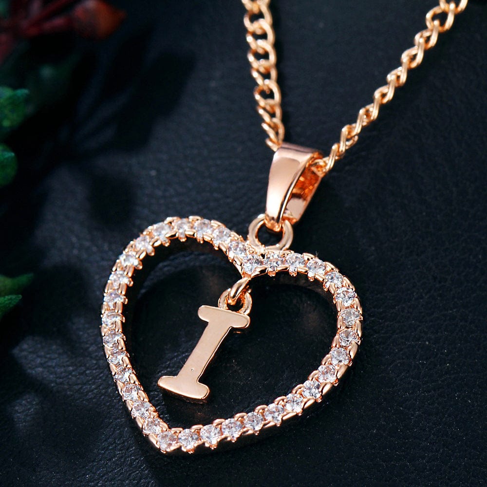 Fashion Custom Heart Initial Rhinestones Letter Name Choker Necklace For Women Pendant Jewelry