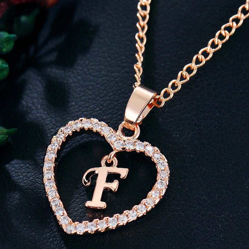Fashion Custom Heart Initial Rhinestones Letter Name Choker Necklace For Women Pendant Jewelry