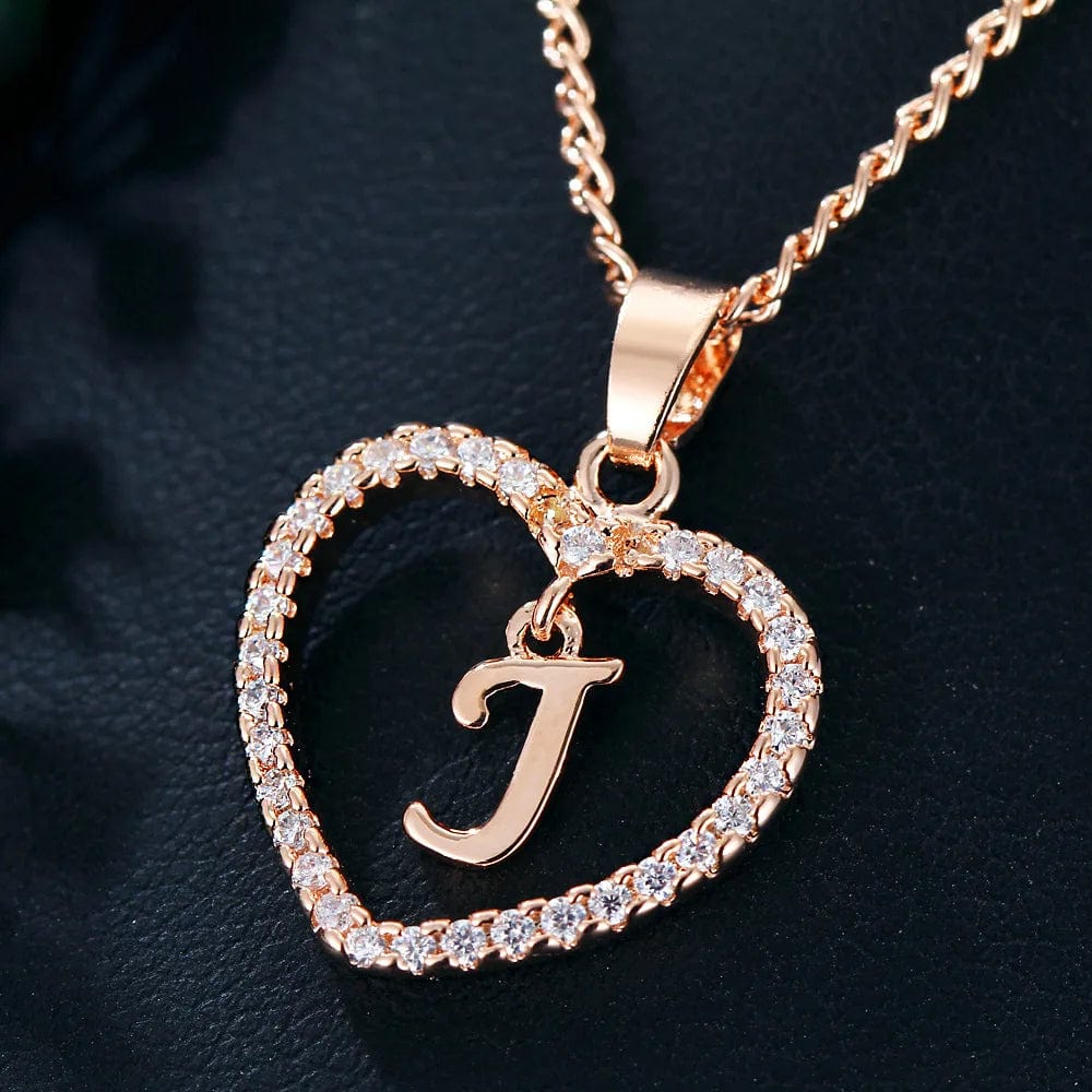 Fashion Custom Heart Initial Rhinestones Letter Name Choker Necklace For Women Pendant Jewelry