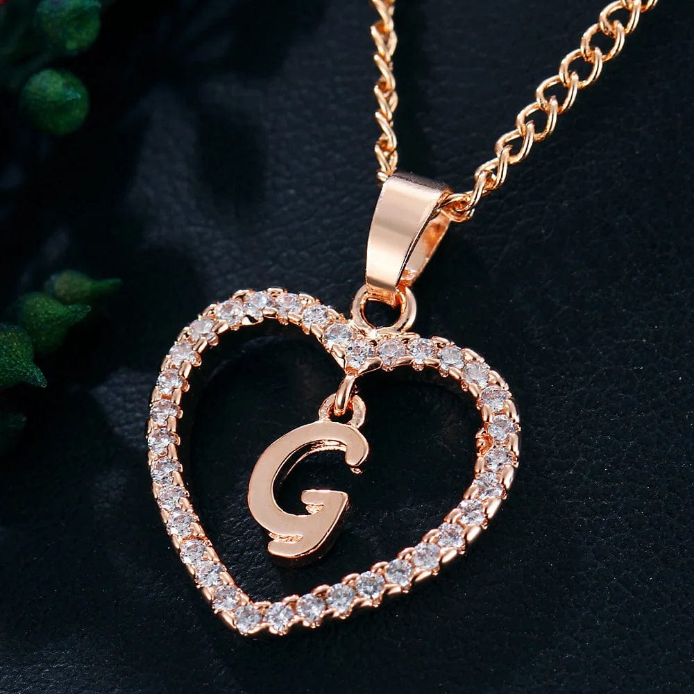 Fashion Custom Heart Initial Rhinestones Letter Name Choker Necklace For Women Pendant Jewelry