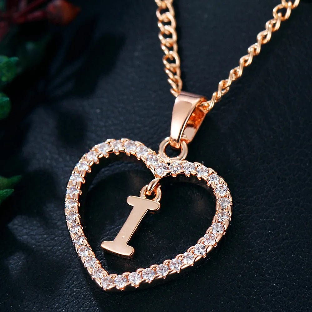 Fashion Custom Heart Initial Rhinestones Letter Name Choker Necklace For Women Pendant Jewelry