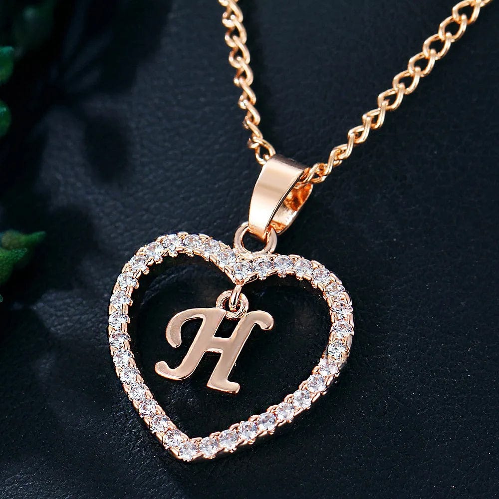 Fashion Custom Heart Initial Rhinestones Letter Name Choker Necklace For Women Pendant Jewelry