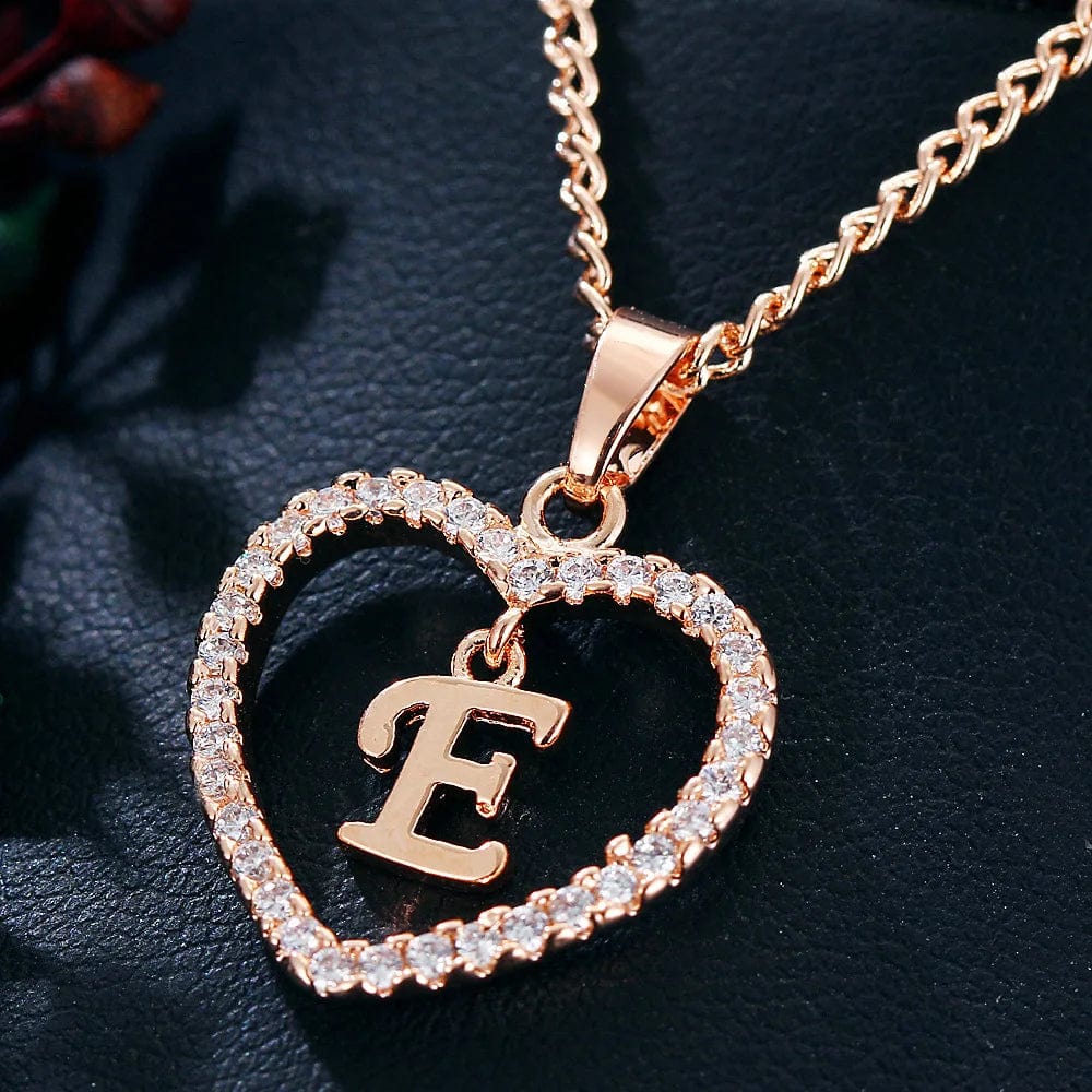 Fashion Custom Heart Initial Rhinestones Letter Name Choker Necklace For Women Pendant Jewelry