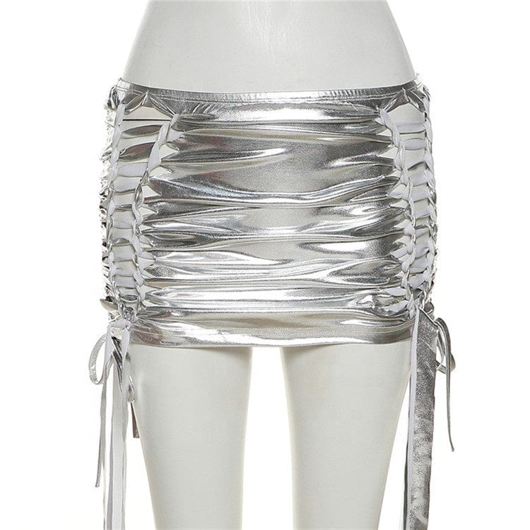 Fashion Drape Tassel Decoration Skirts Women Mid Waist Stitching Body-Shaping Attirewear Skirt