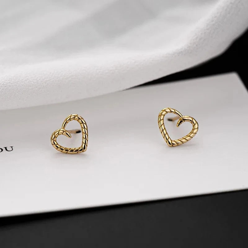 fashion earrings jewelry 925 sterling silver minimalist earrings gold plated twist heart shape stud earrings jewelry women