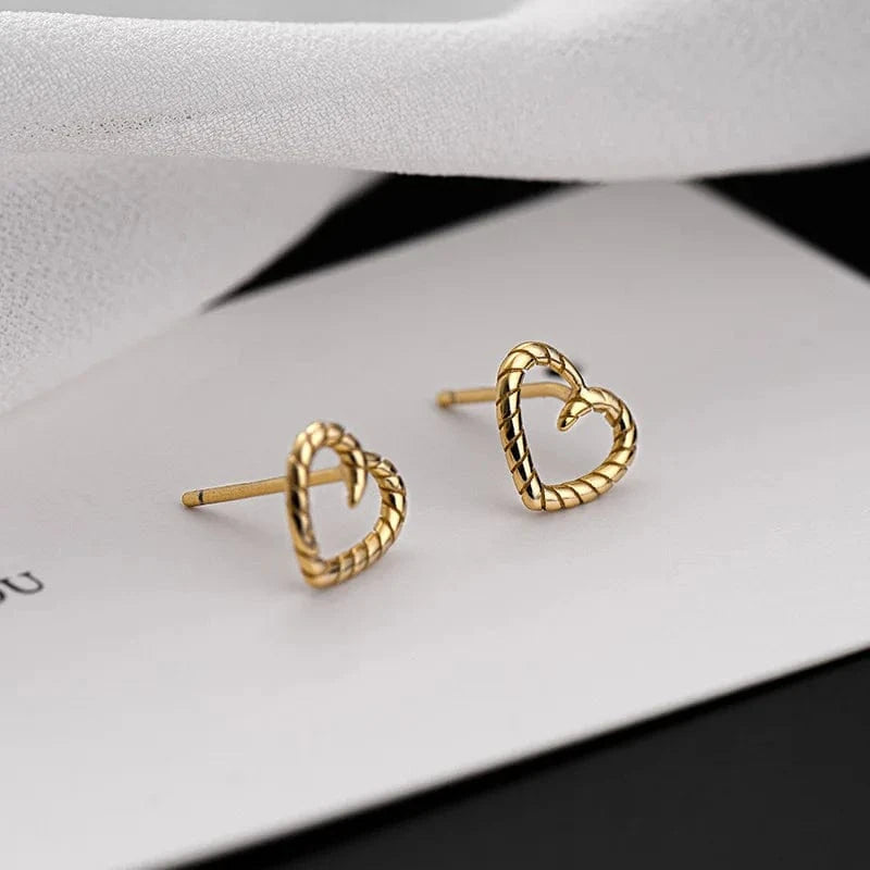 fashion earrings jewelry 925 sterling silver minimalist earrings gold plated twist heart shape stud earrings jewelry women