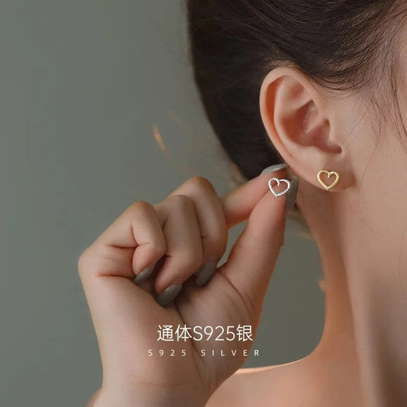 fashion earrings jewelry 925 sterling silver minimalist earrings gold plated twist heart shape stud earrings jewelry women