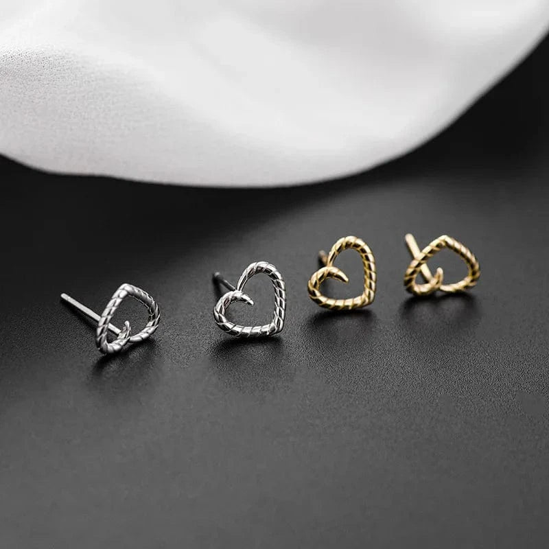 fashion earrings jewelry 925 sterling silver minimalist earrings gold plated twist heart shape stud earrings jewelry women