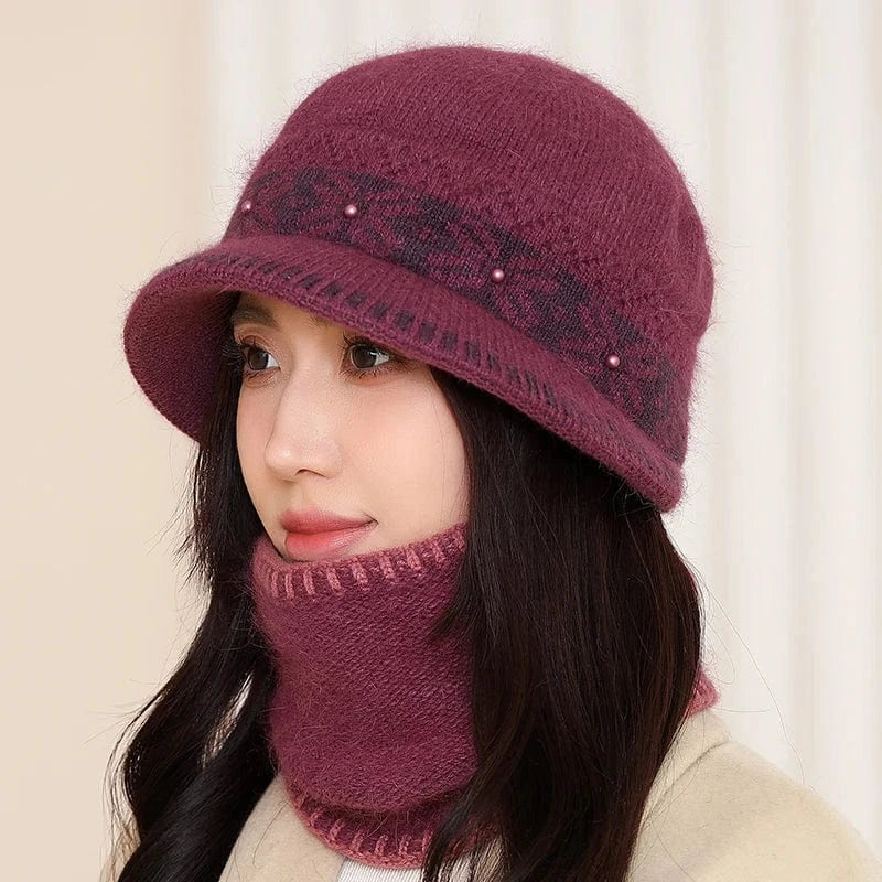 Fashion elegant custom acrylic traveling middle-aged and old women warm mom winter hats