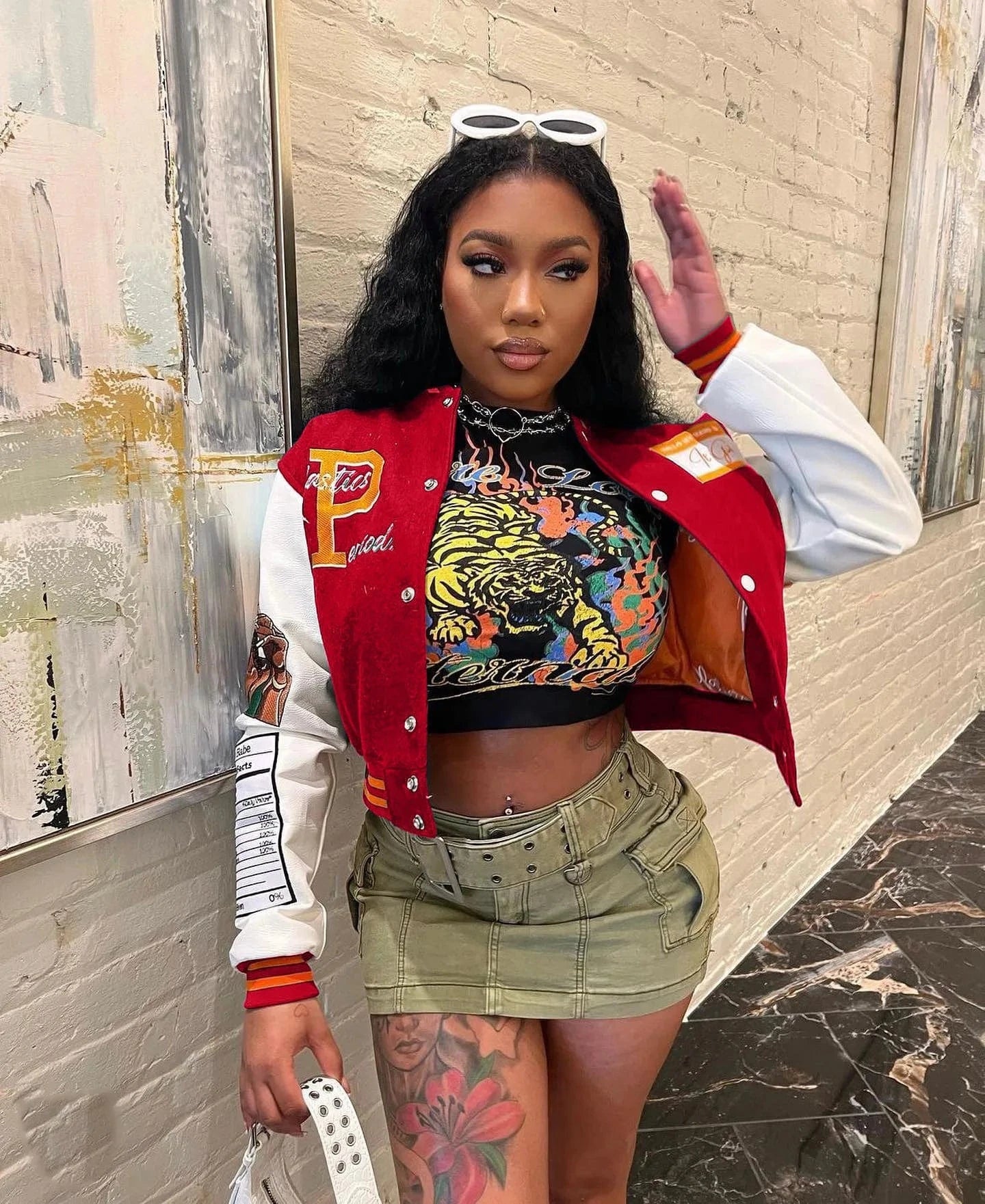 Fashion embroidery women's varsity jacket wholesale with polyester new style