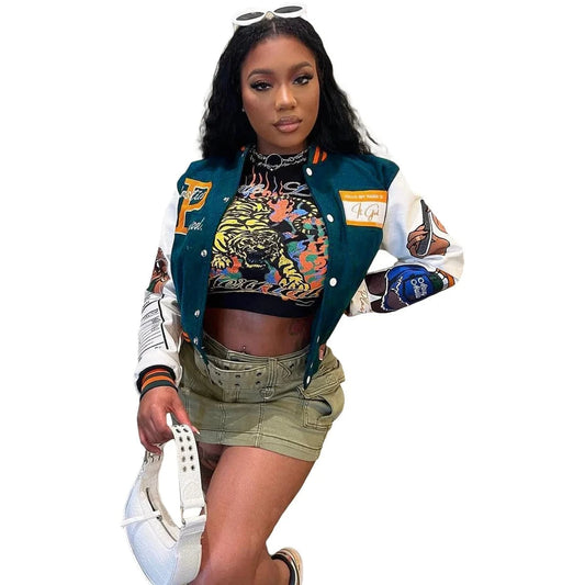 Fashion embroidery women's varsity jacket wholesale with polyester new style