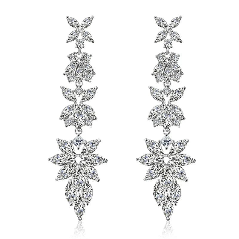 fashion / ERS-RK047S Fashion and fresh flowers classic water drop color retention earrings diamond wedding dinner women's long earrings