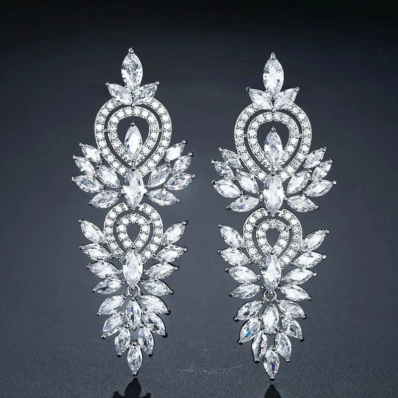 fashion / ERS-RK051S Wholesale long atmospheric European and American fashion court earrings Baroque full diamond earrings