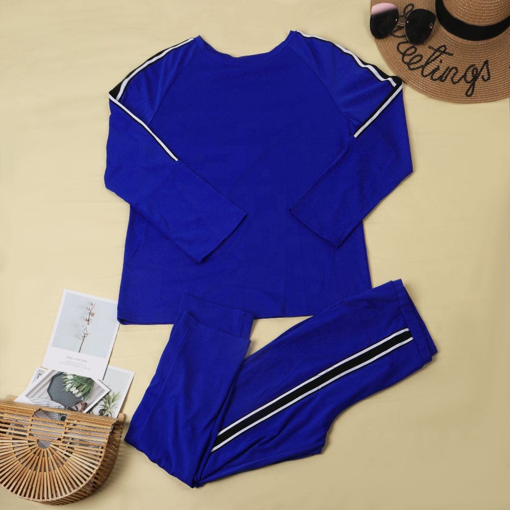 Fashion Fall and winter casual women sportswear long-sleeved trousers solid color striped plus size 5XL sports suit