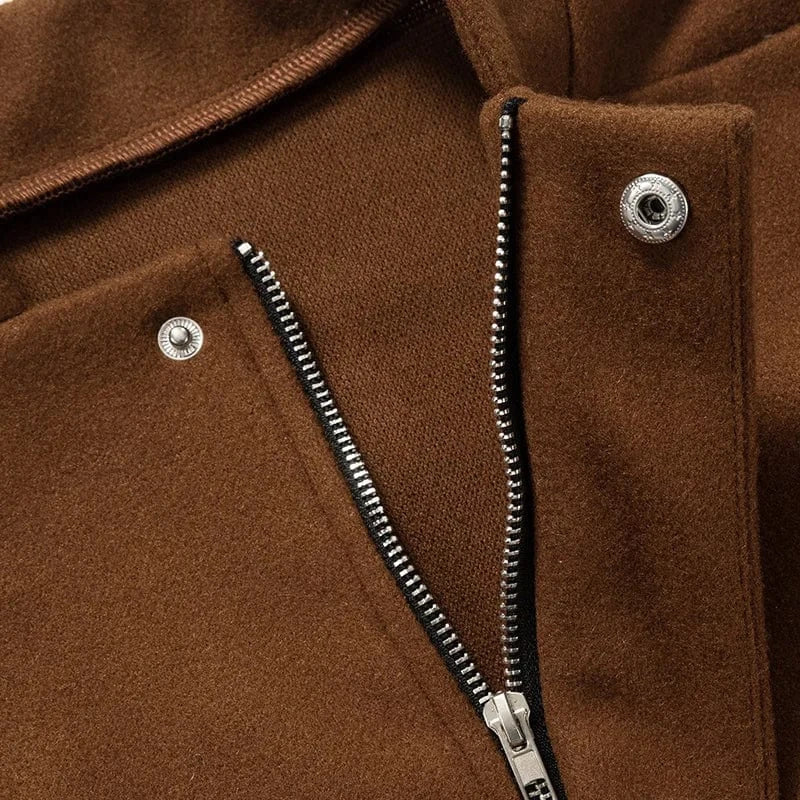 Fashion Fall Autumn Patchwork Casual Long Sleeve Woolen Short Crop Bomber Jacket Winter Coat For Women