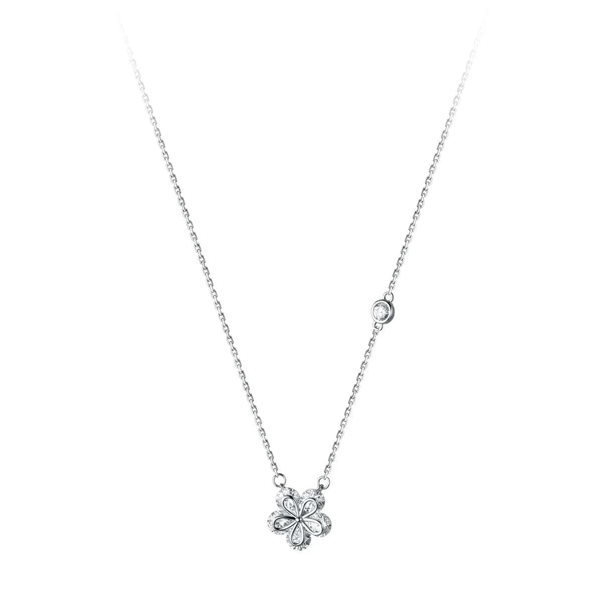 fashion fine jewelry 925 sterling silver flower diamond five petals zircon pendant gold plated necklaces women