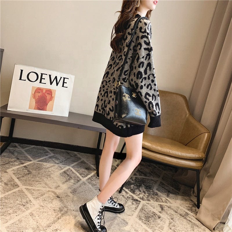 Fashion Girls Stylish Knitted Cute Cartoon Tiger Print Oversize Fat Women Pullover Sweater Jumper