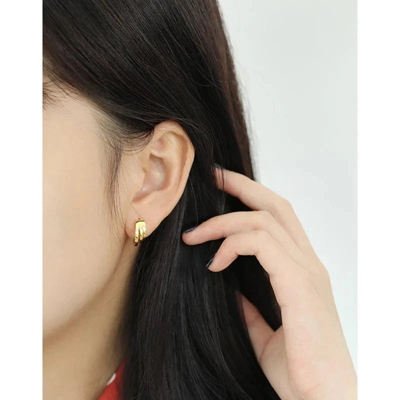 fashion jewelry 925 silver earrings jewelry 18K gold plated sterling silver  hoop earrings for women
