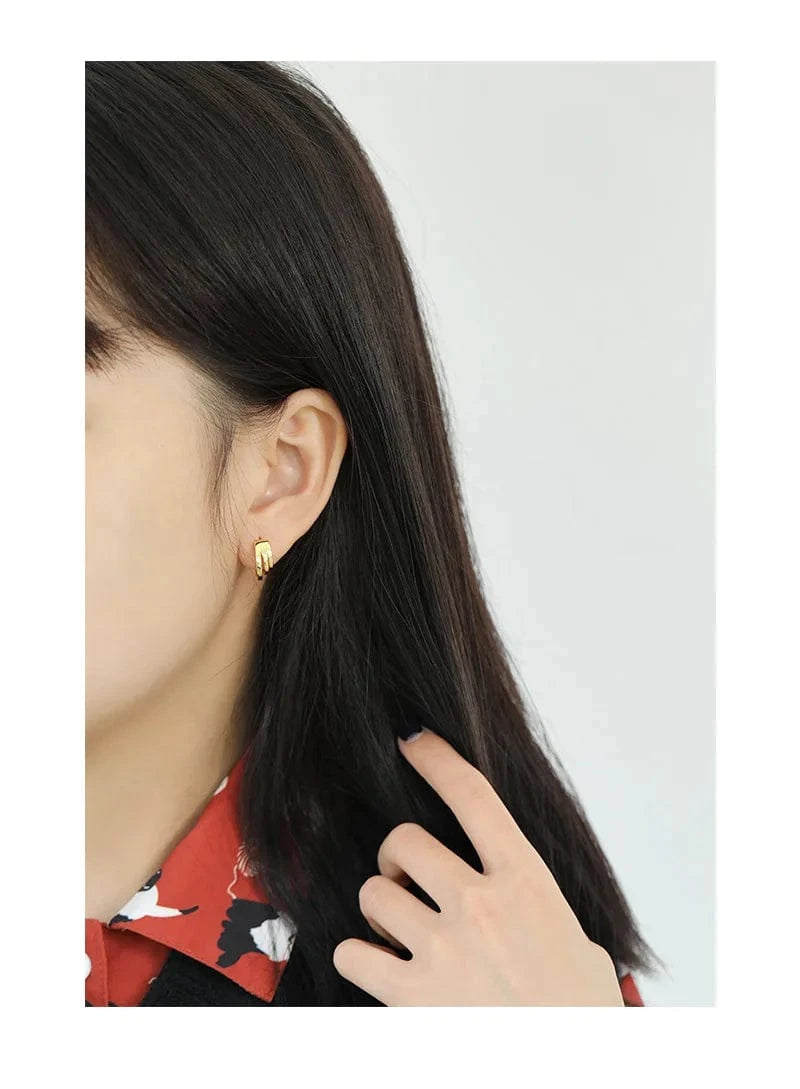fashion jewelry 925 silver earrings jewelry 18K gold plated sterling silver  hoop earrings for women