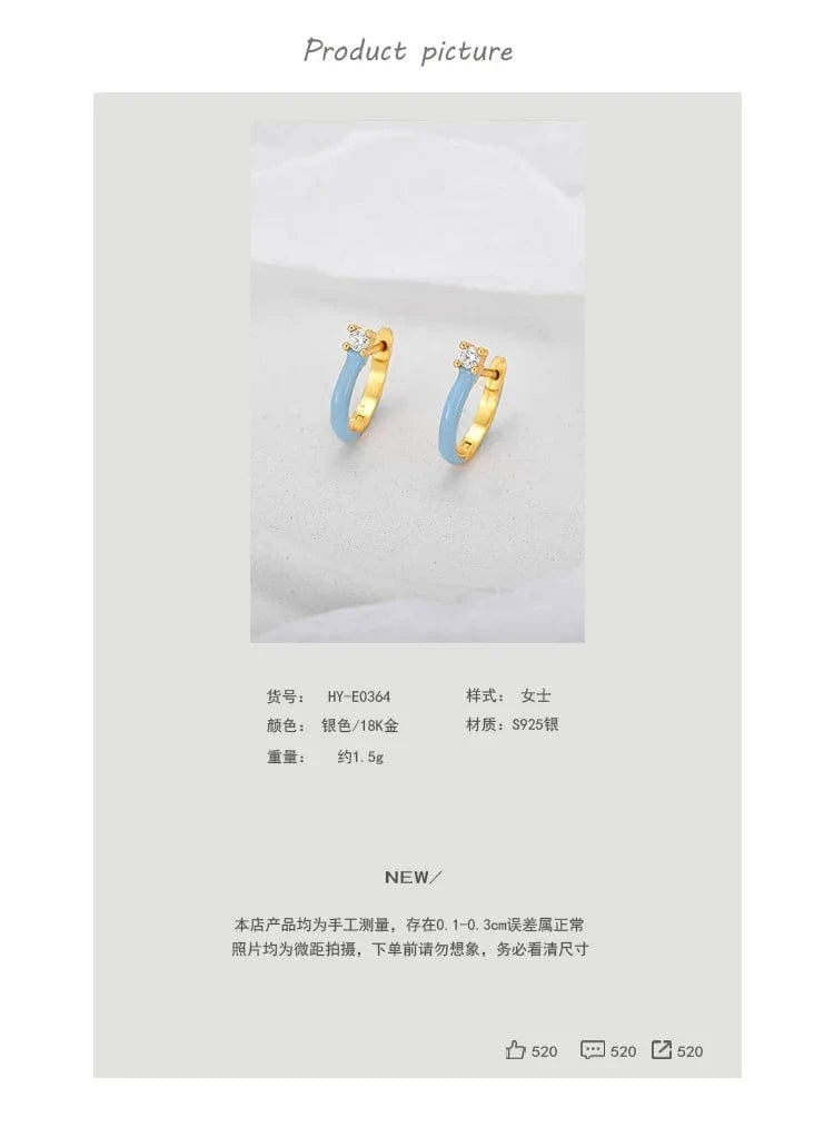fashion jewelry 925 silver earrings jewelry 18K gold plated sterling silver  hoop earrings for women
