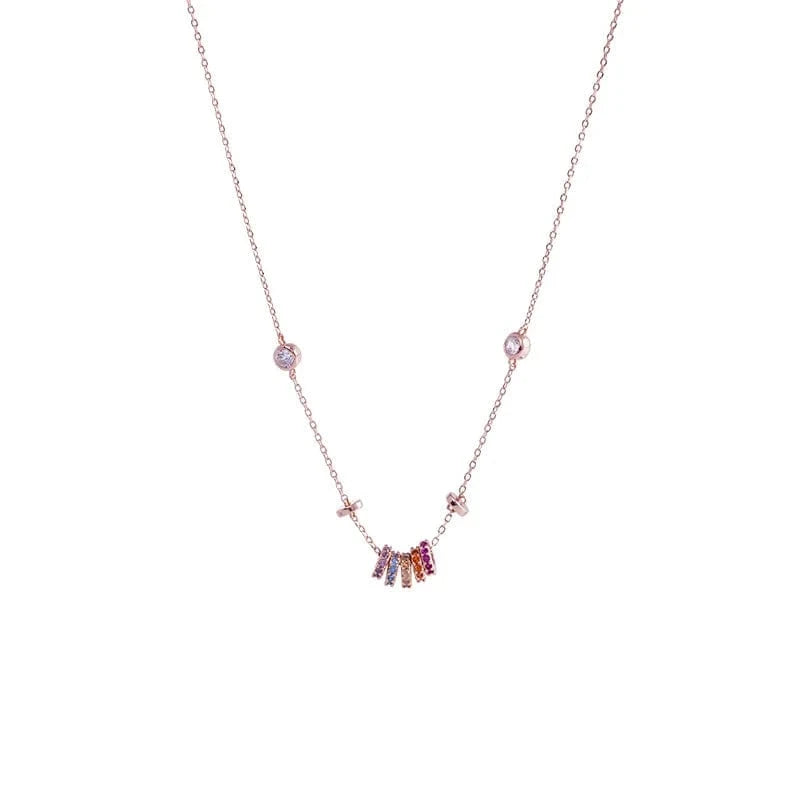fashion jewelry 925 silver necklace women 925 sterling silver rainbow necklace jewelry 18K gold plated chain necklace jewelry