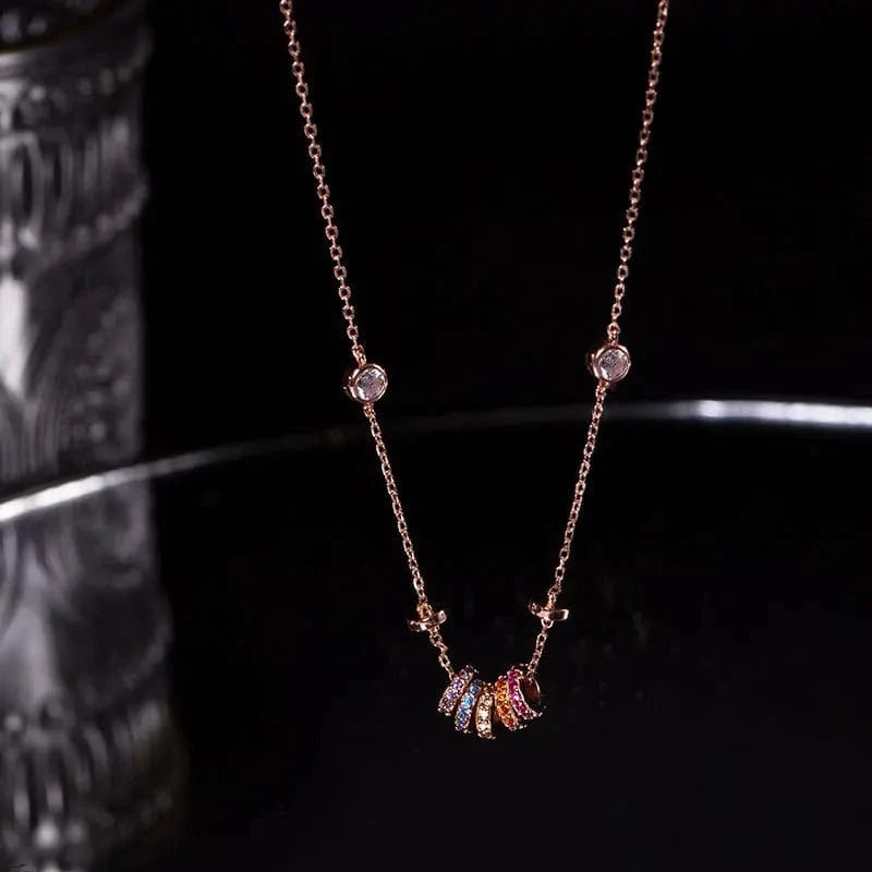 fashion jewelry 925 silver necklace women 925 sterling silver rainbow necklace jewelry 18K gold plated chain necklace jewelry