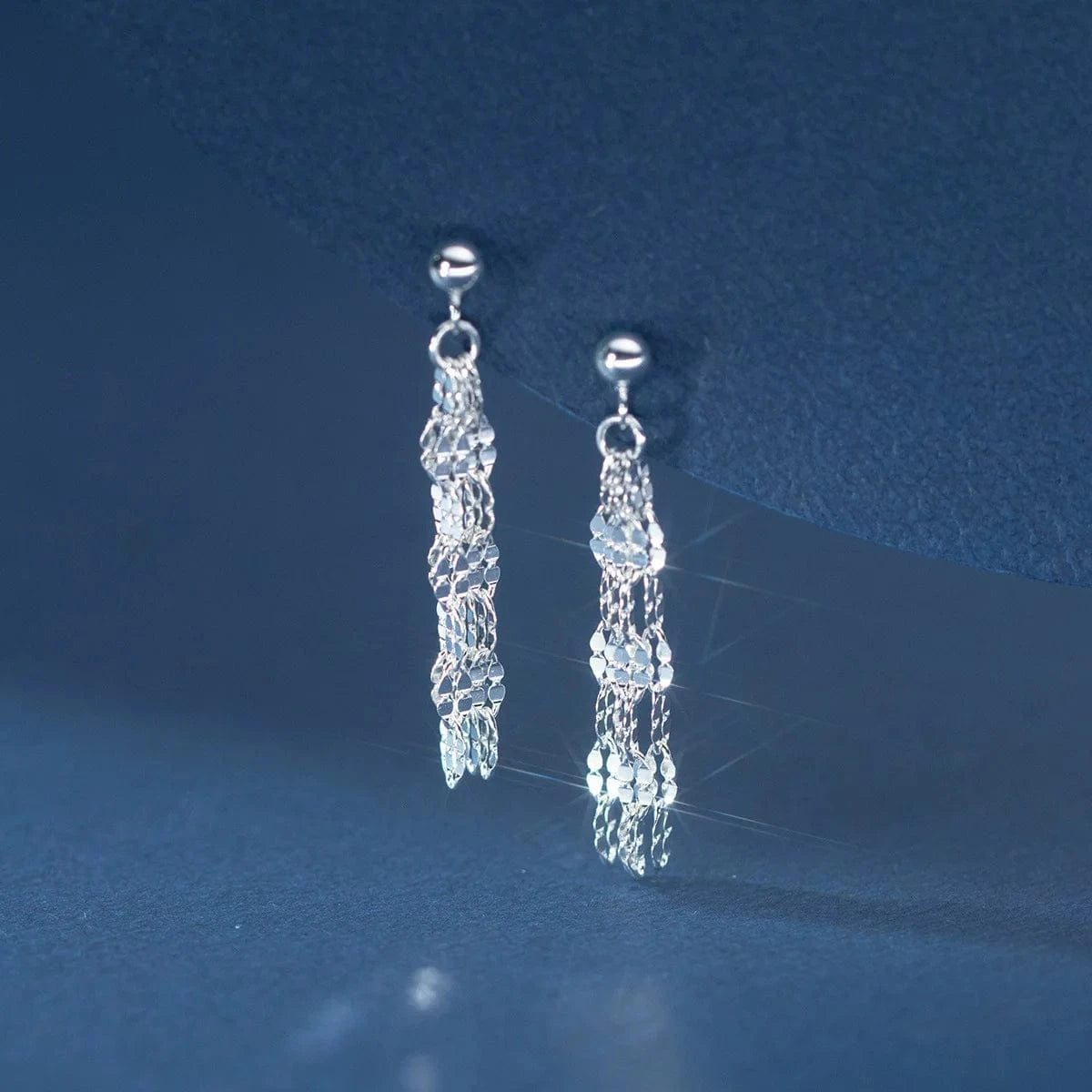 fashion jewelry 925 sterling silver dangling earring sparkling lip shape chain tassels gold plated stud earrings for women