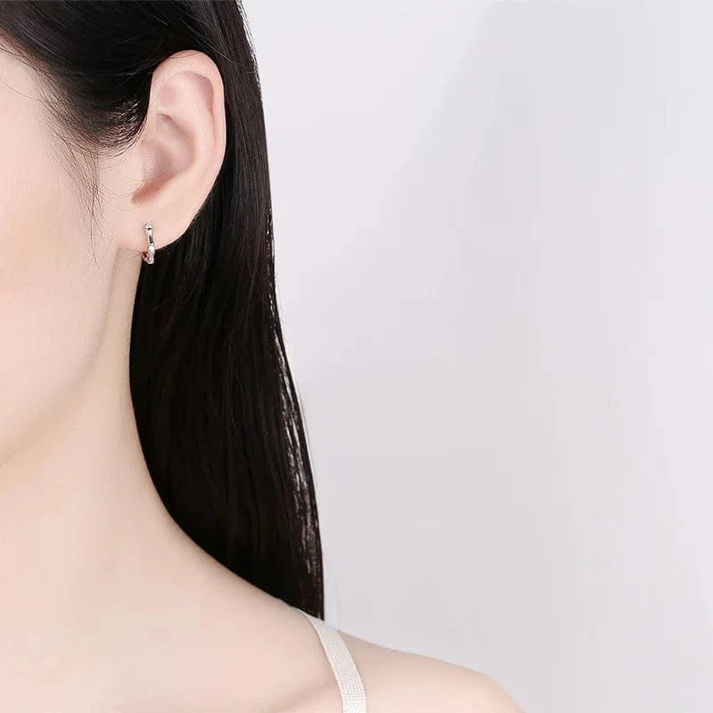 fashion jewelry 925 sterling silver earring simple bamboo shape zircon gold plated hoop earrings women